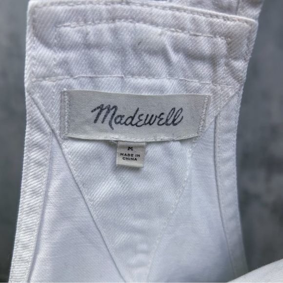 MADEWELL | Adirondack Denim White Washed Jean Shorts Overalls in ‘Tile White’ - Picture 7 of 12